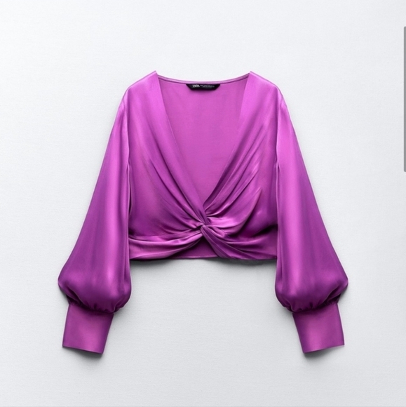 KNOTTED SATIN EFFECT TOP SIZE S - Picture 4 of 6